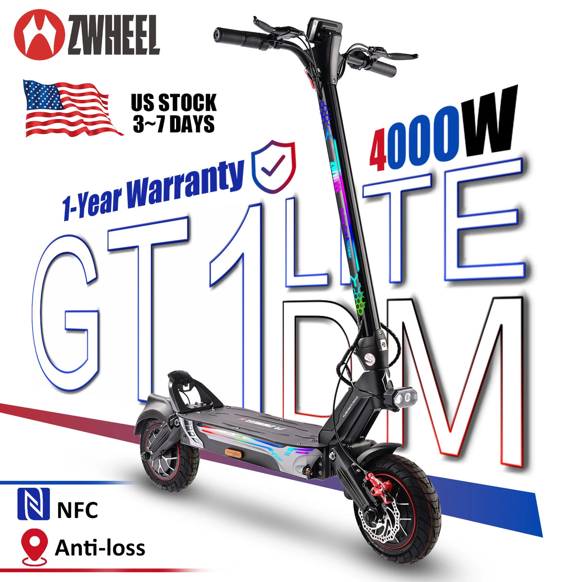 ZWHEEL GT1 Lite Dual Motor All Terrain Electric Scooter 4000W
