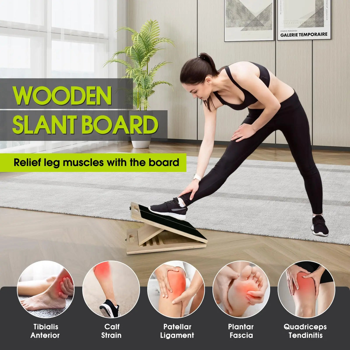 Adjustable Wooden Balance Board and Calf Stretcher for Strength Training
