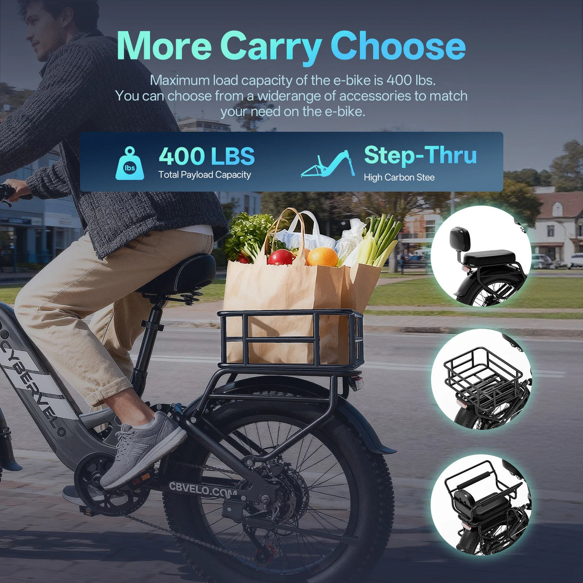 Cybervelo 1500W Step Thru Electric Bicycle 7 Speed Ebike