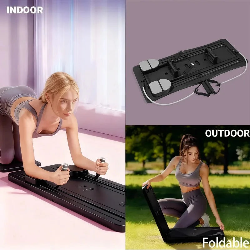 Foldable Workout Board With Resistance Bands And Push Up Handles