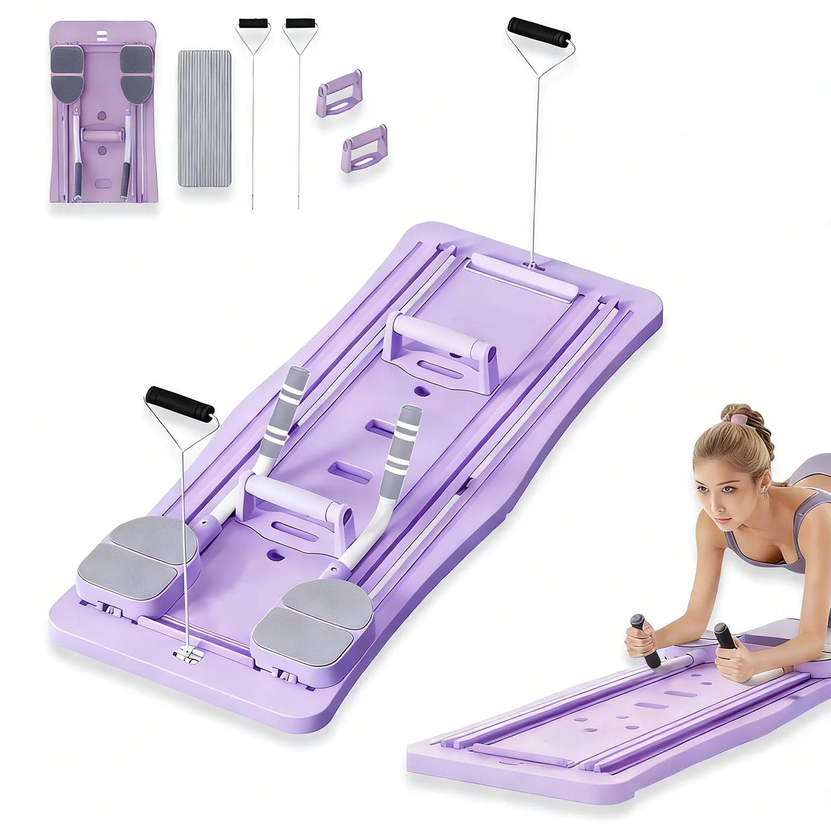 Foldable Workout Board With Resistance Bands And Push Up Handles