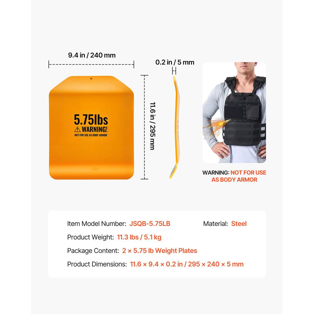 SucceBuy Curved Steel Tactical Weight Vest Plates for Strength Training
