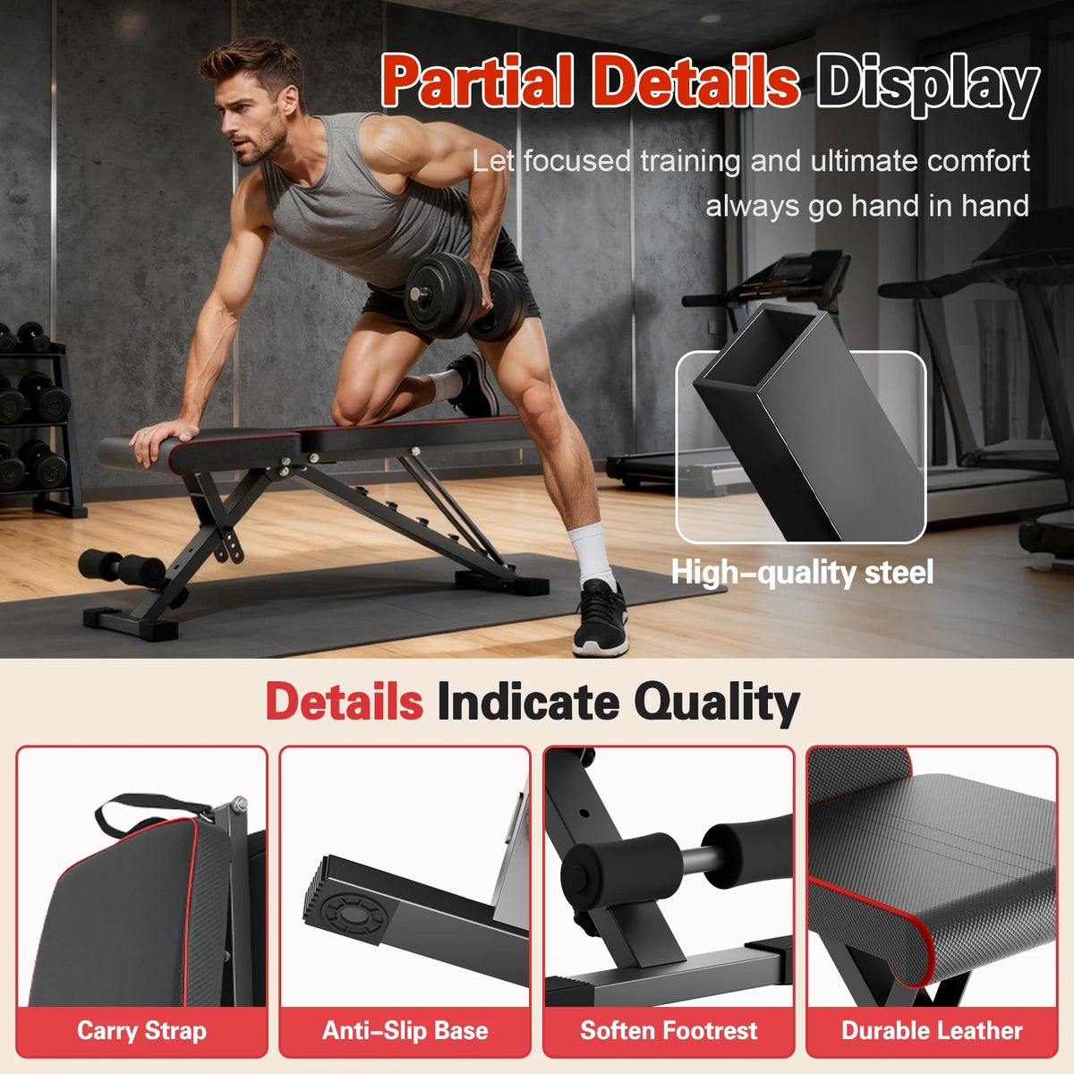 Multifunctional Adjustable Weight Bench For Home Gym Training