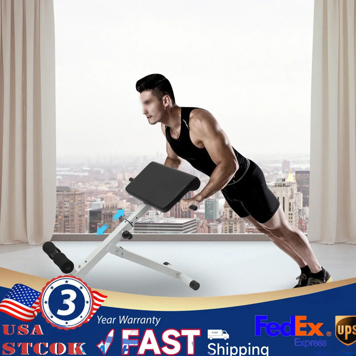 Bymaocar Adjustable Hyperextension Roman Chair for Home Gym Fitness