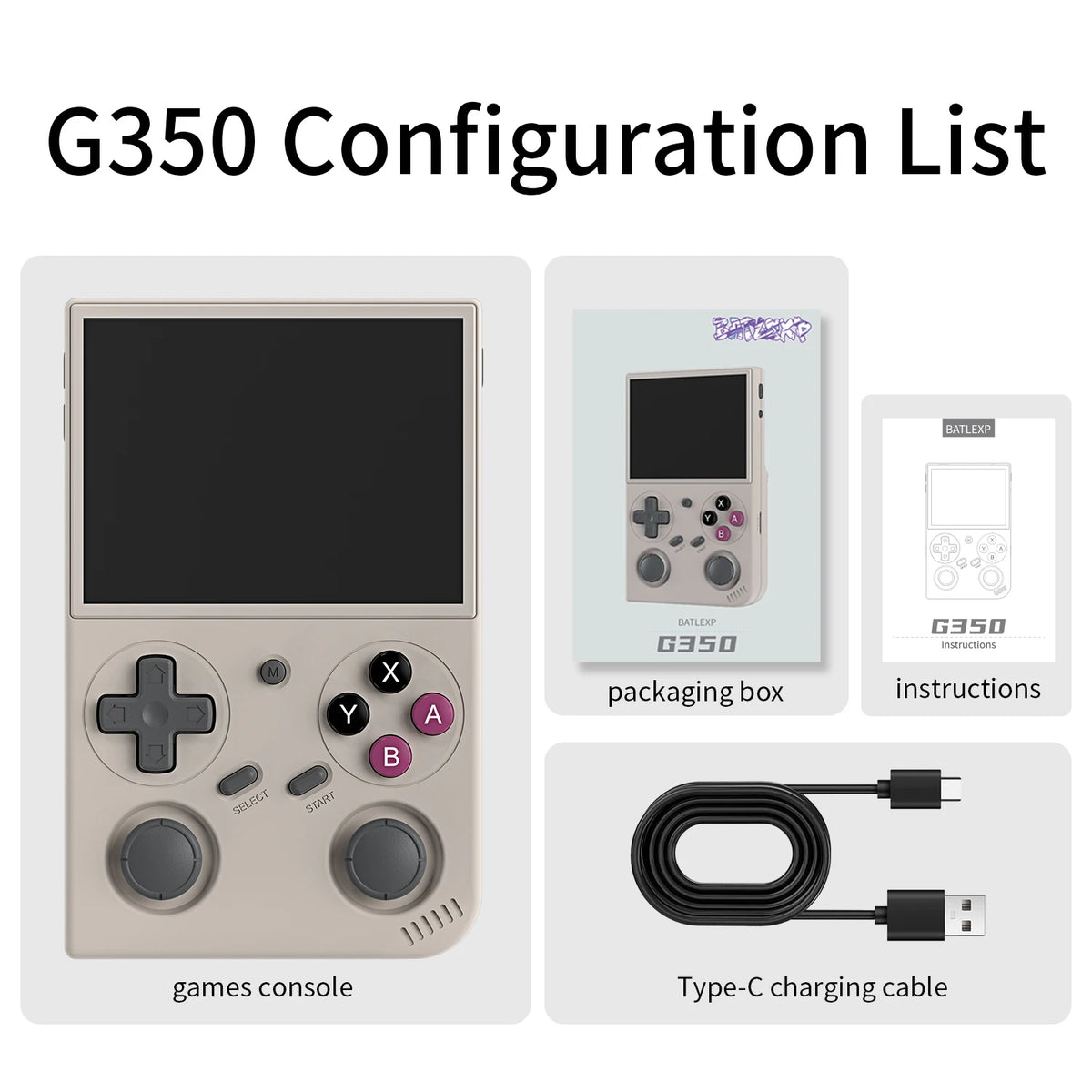 Batlexp G350 Retro Handheld Game Console With Dual Joystick Vibration