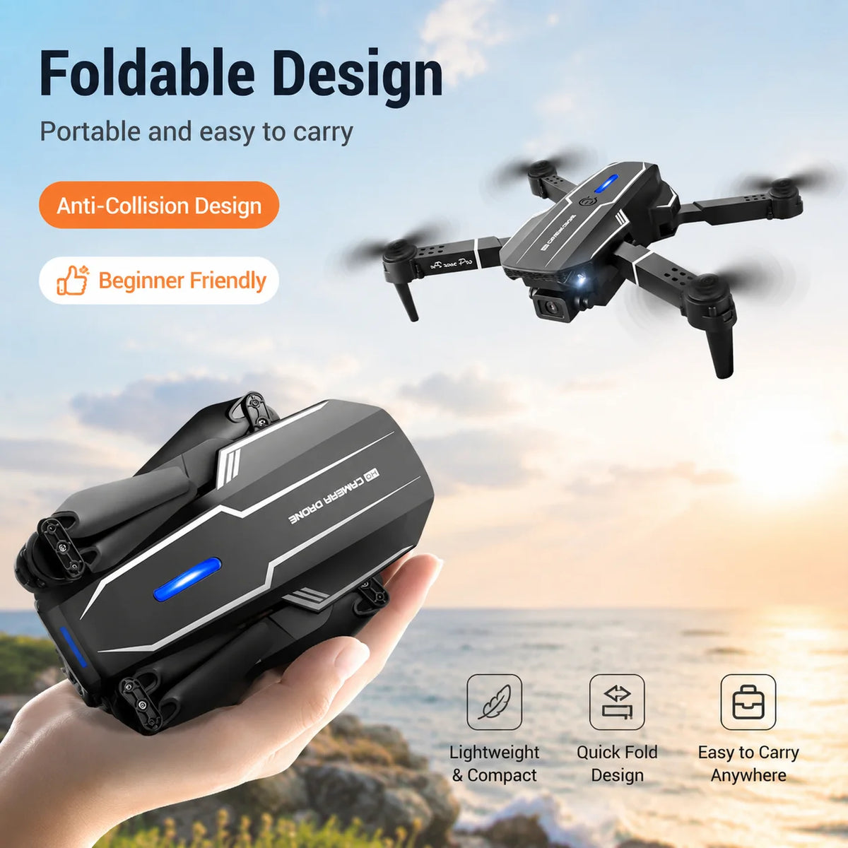 ZNLYRION Foldable Drone Quadcopter With 4K Dual Camera And FPV