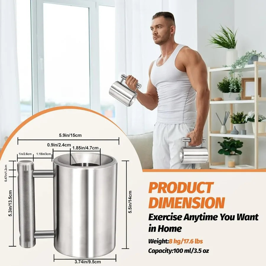 Heavy Coffee Mug Challenge Stainless Steel Dumbbell Cup Strength Training