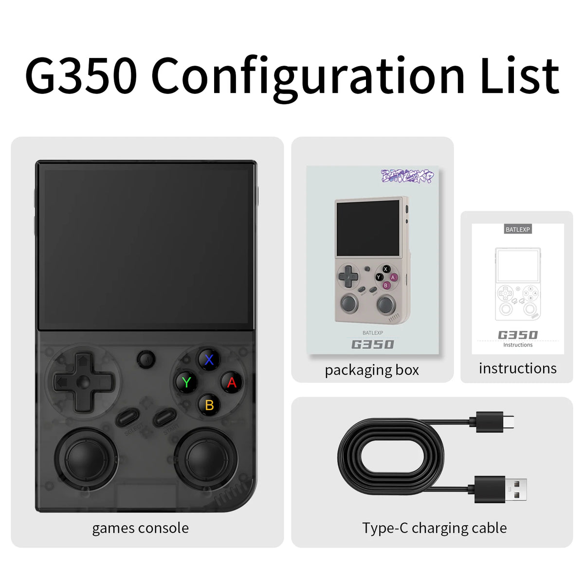 Batlexp G350 Retro Handheld Game Console With Dual Joystick Vibration
