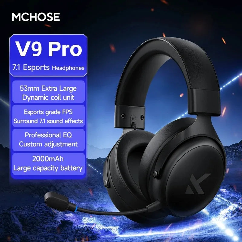 Mchose V9 Pro Wireless Gaming Headset Featuring Surround Sound