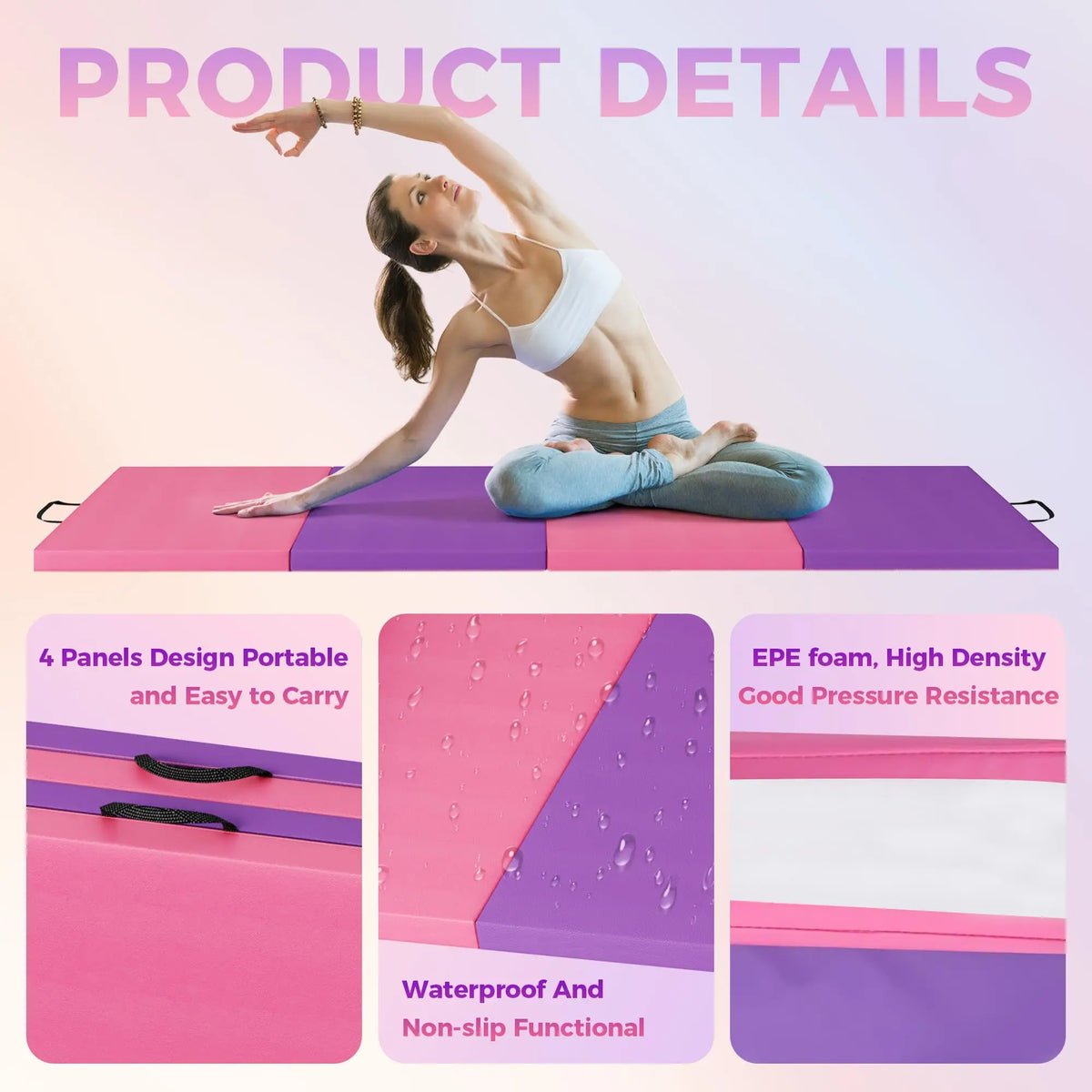 HiMISS Folding Gymnastics Mat for Tumbling Yoga and Home Exercise