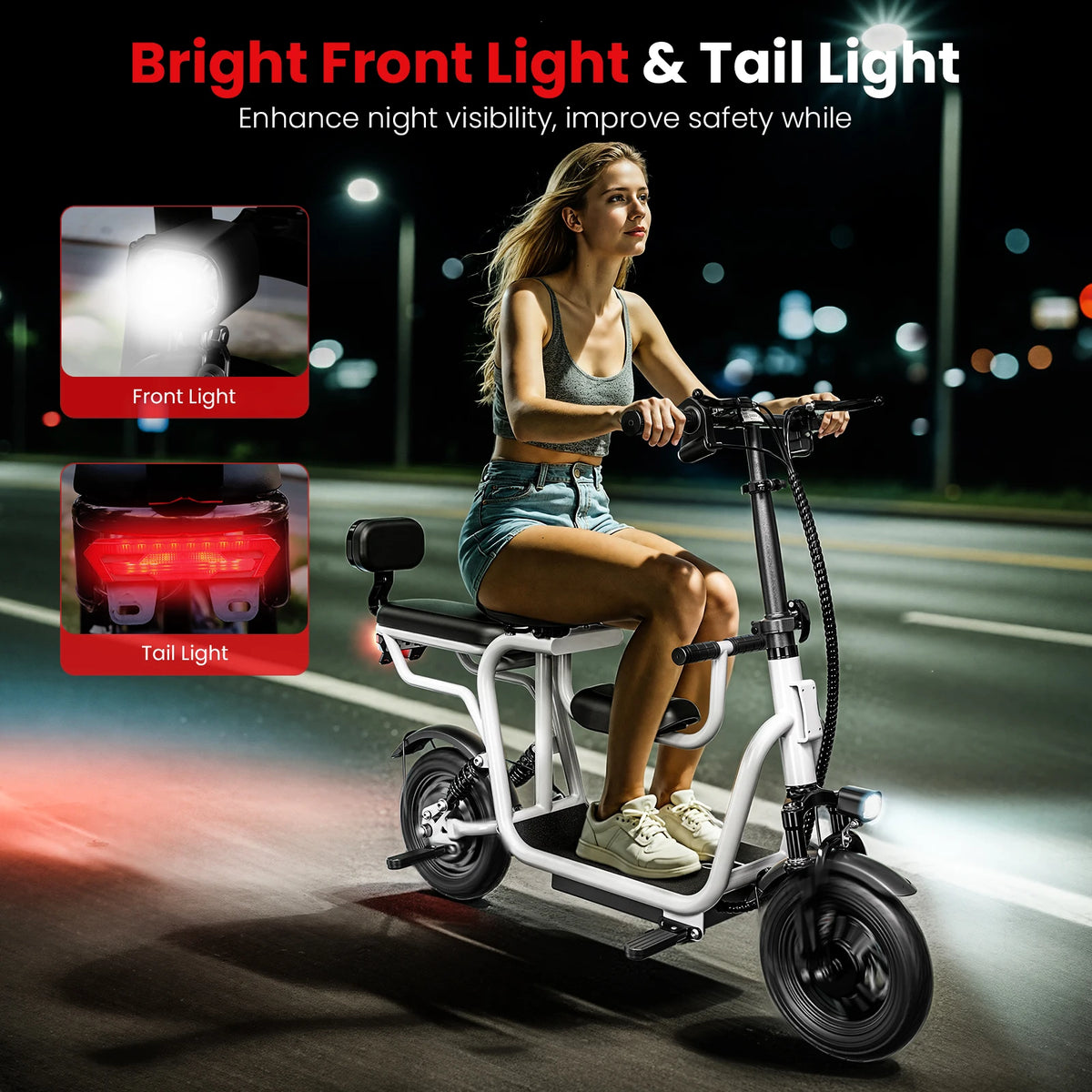 EILLEO Electric Scooter with Removable Child Seat and LCD Display