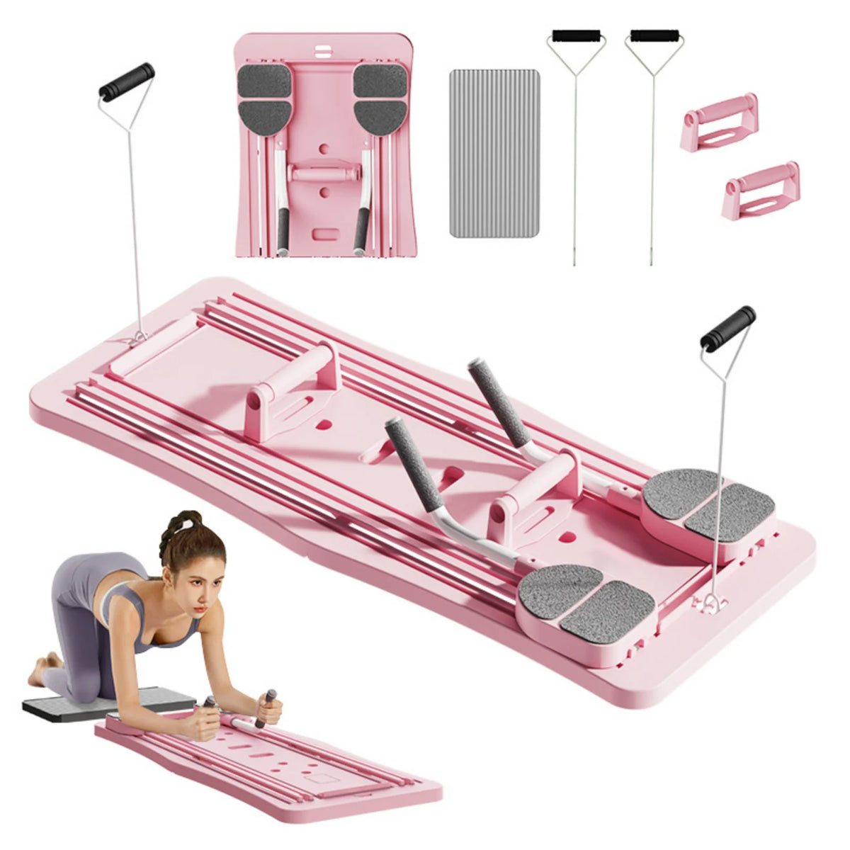 Foldable Workout Board With Resistance Bands And Push Up Handles