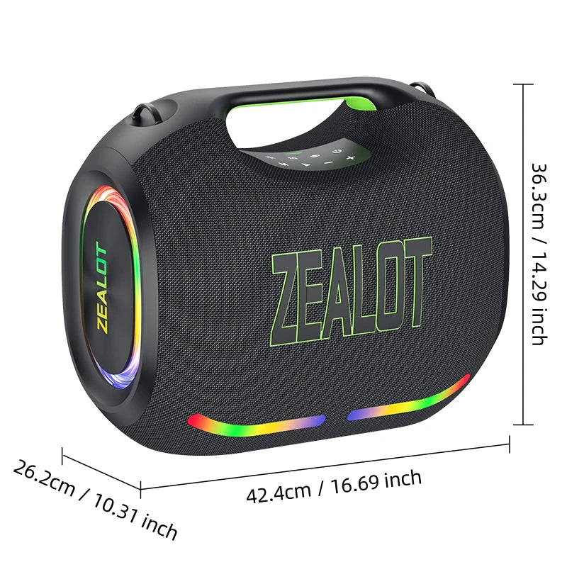 Zealot Portable Waterproof Bluetooth Speaker With Led Effects