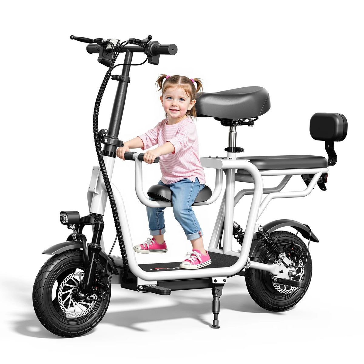 EILLEO Electric Scooter with Removable Child Seat and LCD Display