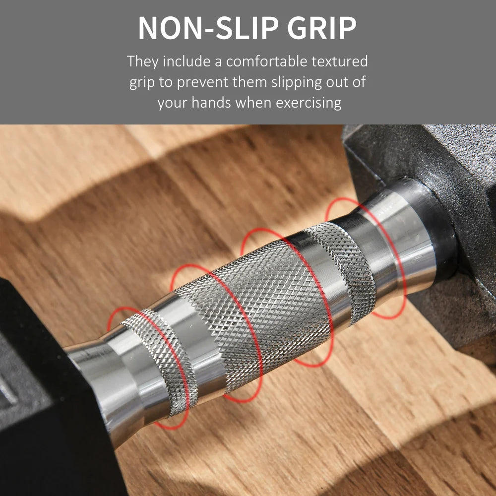 Soozier Rubber Hex Dumbbells With Non Slip Handles For Workouts