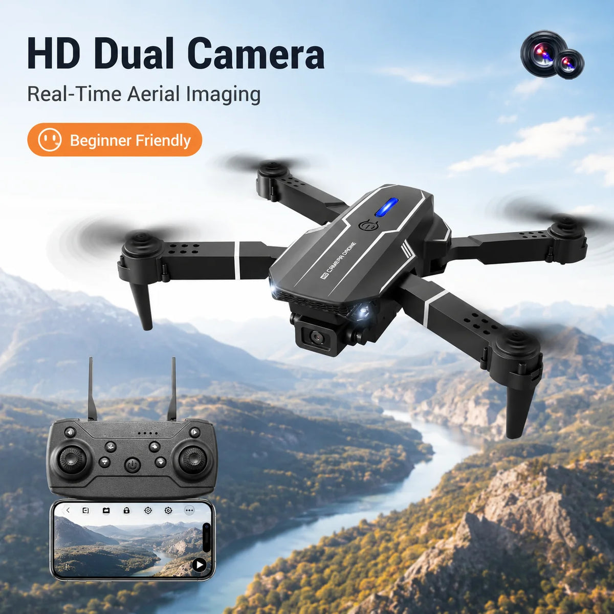 ZNLYRION Foldable Drone Quadcopter With 4K Dual Camera And FPV