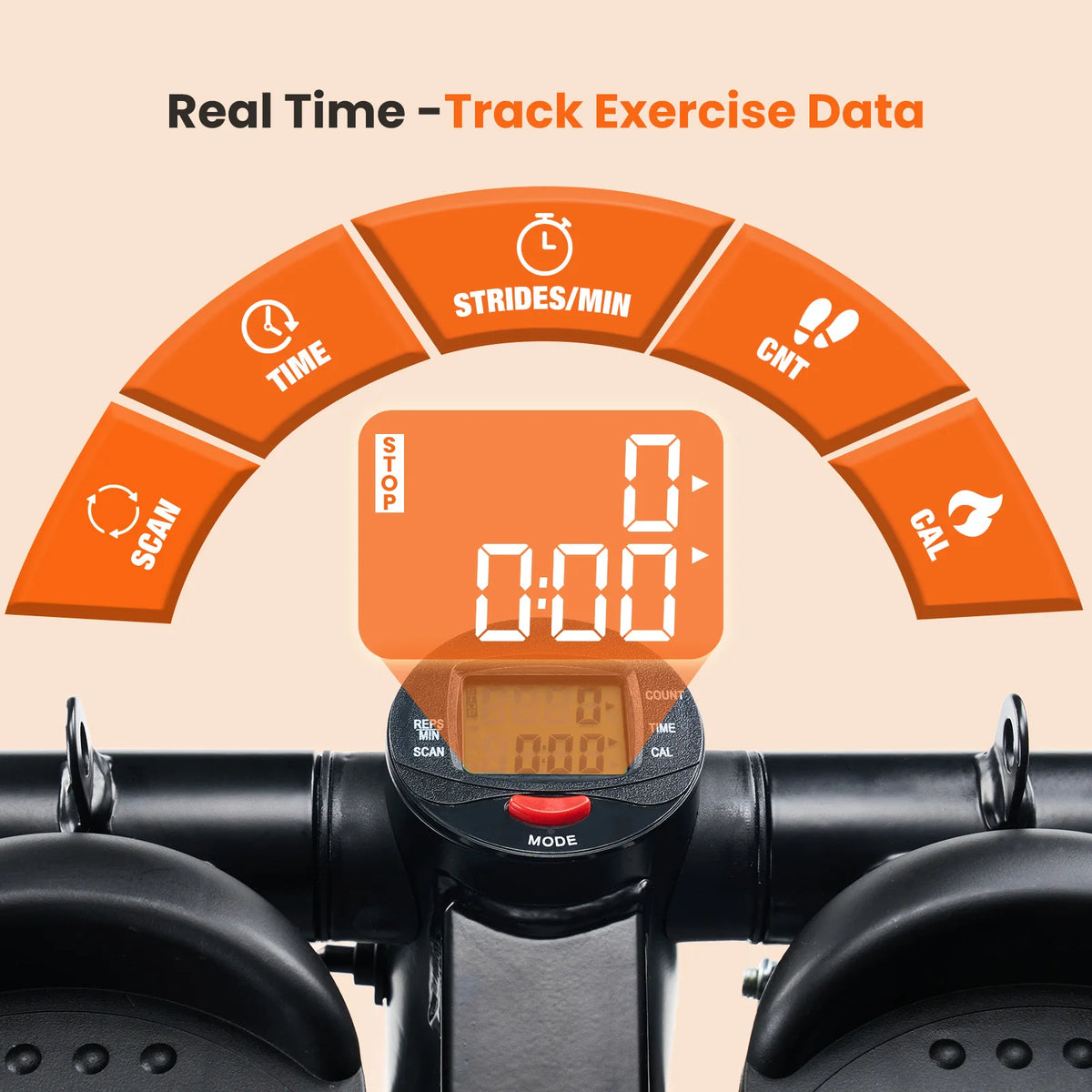 Hydraulic Mini Stepper With Resistance Bands And LCD Screen