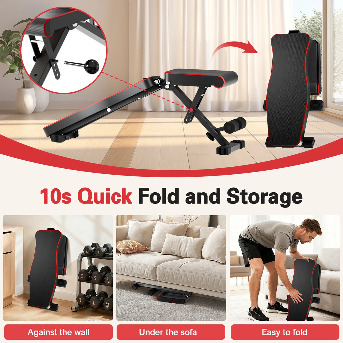 Multifunctional Adjustable Weight Bench For Home Gym Training