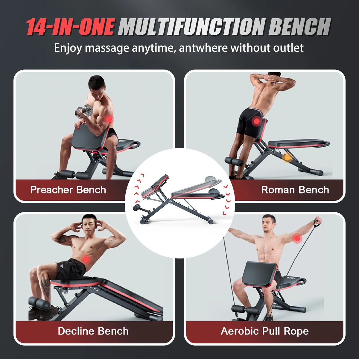 Multifunctional Adjustable Foldable Dumbbell Weight Bench