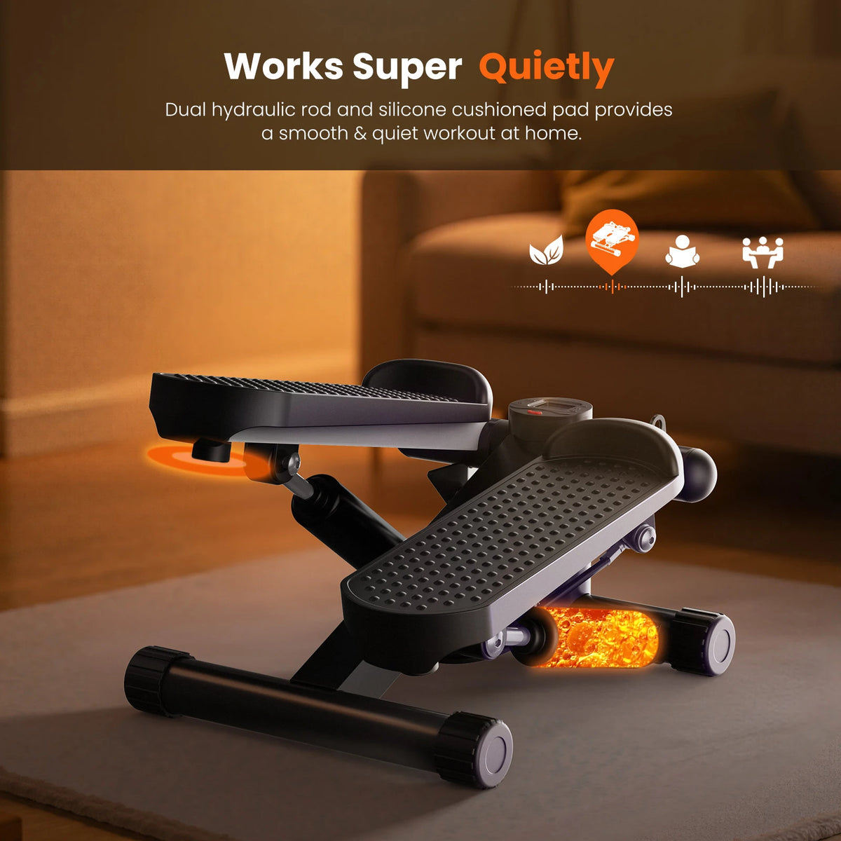 Hydraulic Mini Stepper With Resistance Bands And LCD Screen