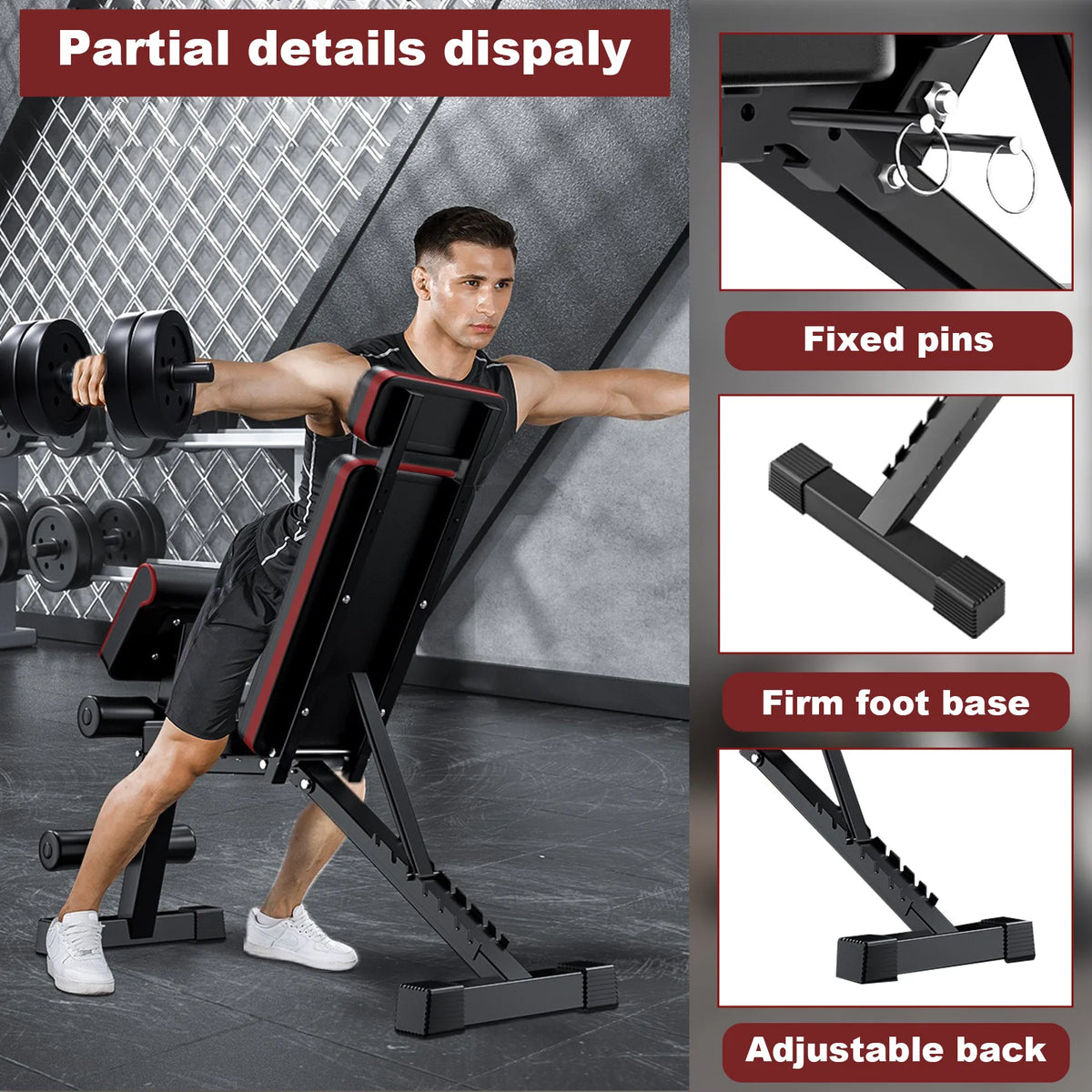 Foldable Adjustable Weight Bench For Incline Decline Strength Training