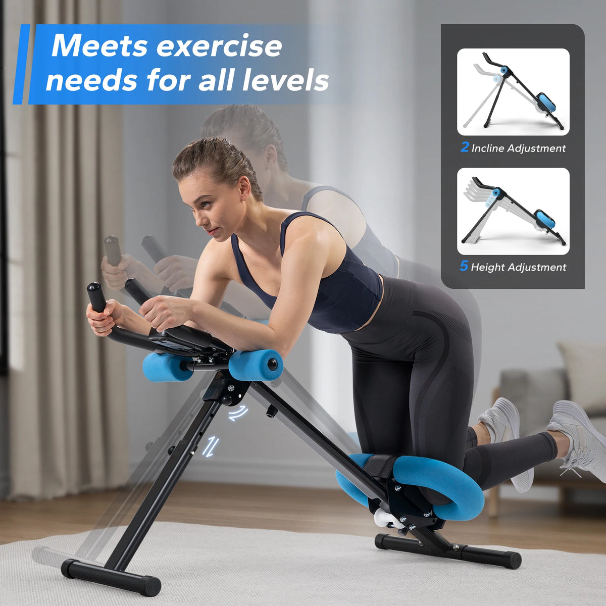 Merach Adjustable Foldable Abdominal Exercise Machine With Knee Guard