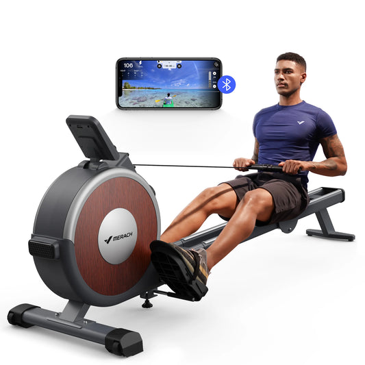 Merach Magnetic Rowing Machine With Bluetooth And Dual Slide Rail