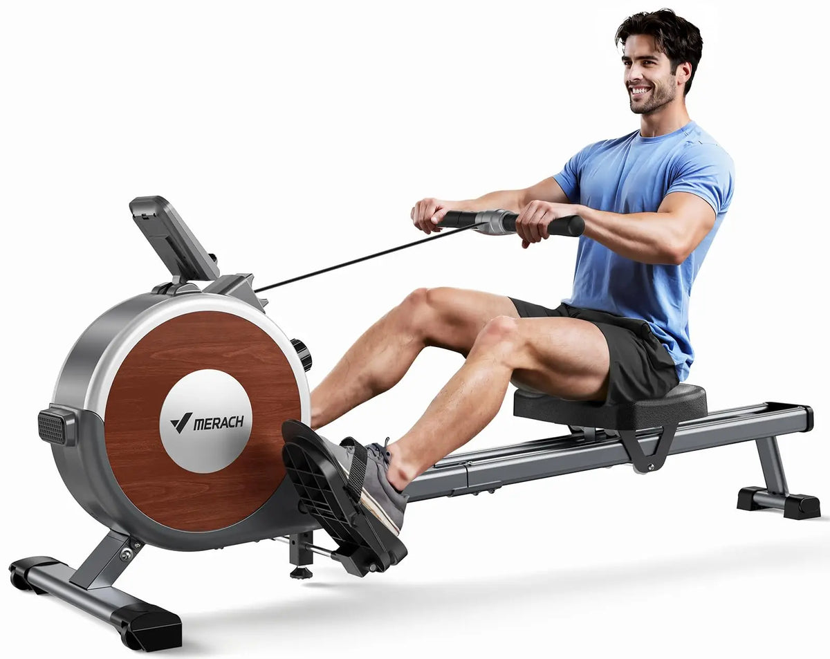Merach Magnetic Rowing Machine With Bluetooth And Dual Slide Rail