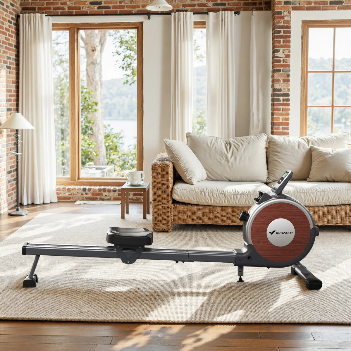 Merach Magnetic Rowing Machine With Bluetooth And Dual Slide Rail