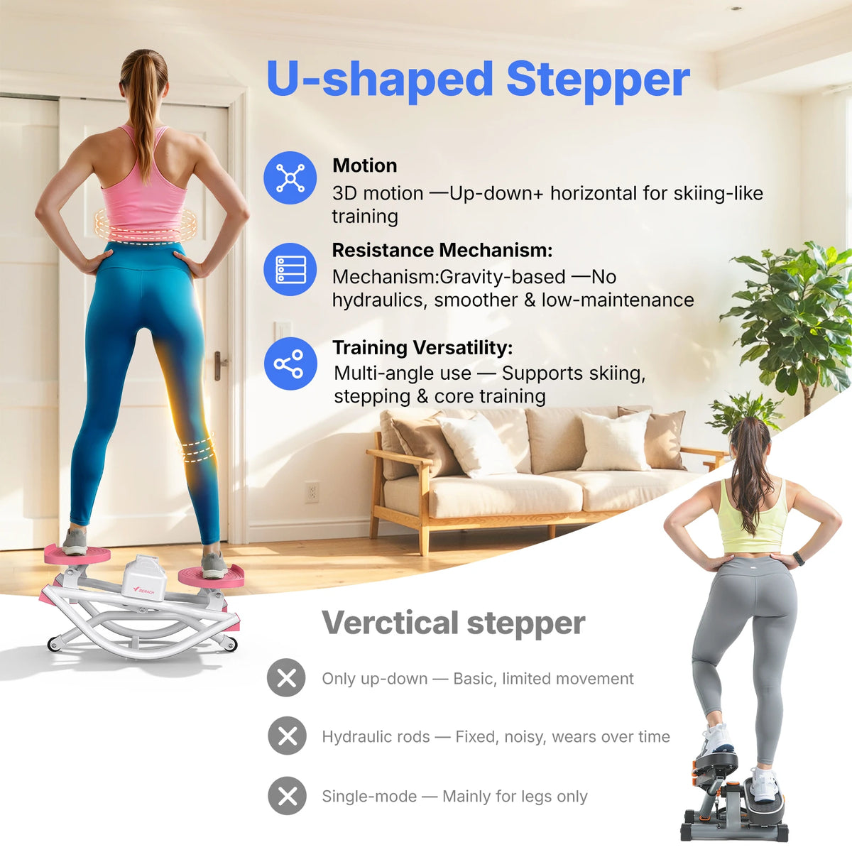 Merach Silent Rocking Stepper Dual Action Ab Twister Board