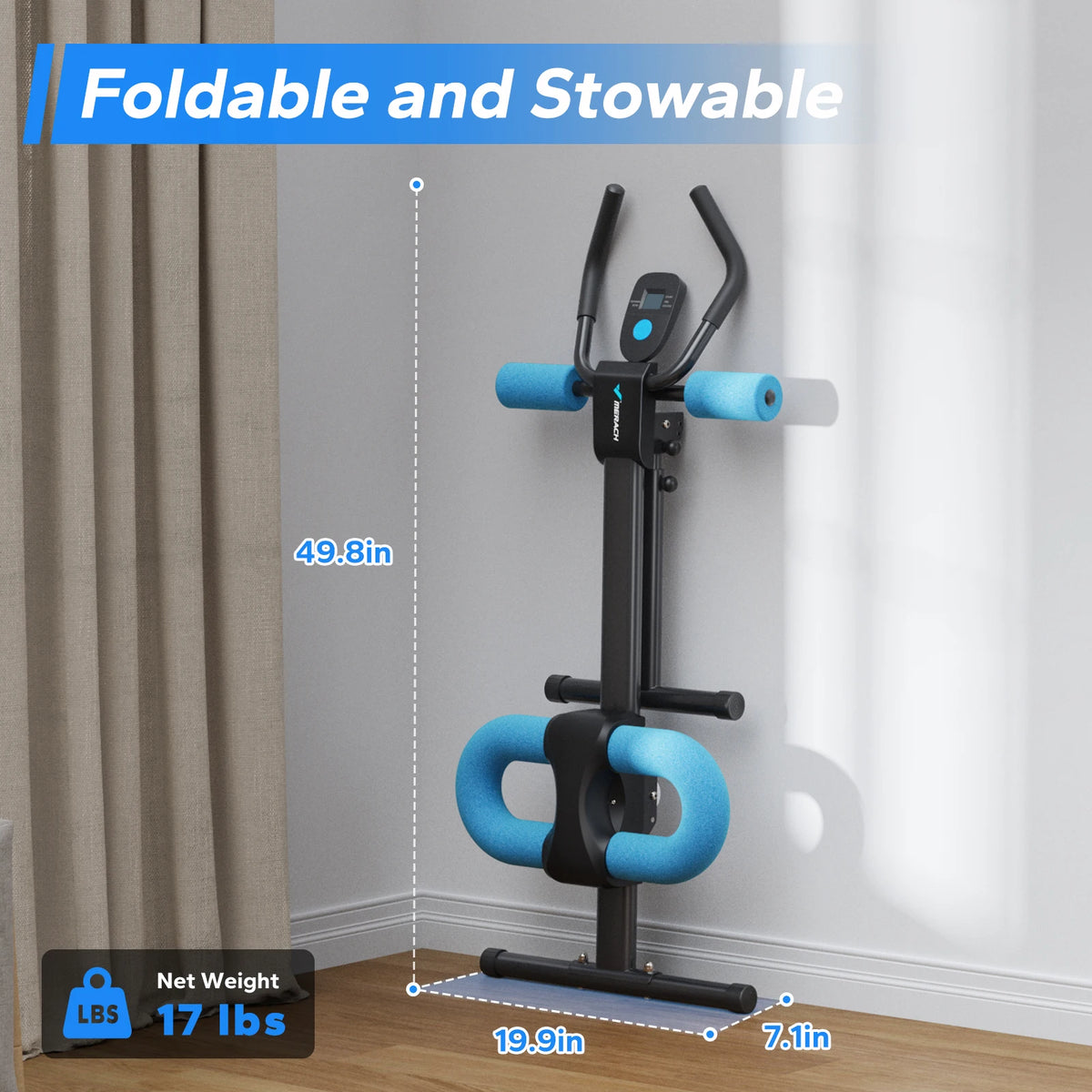 Merach Adjustable Foldable Abdominal Exercise Machine With Knee Guard