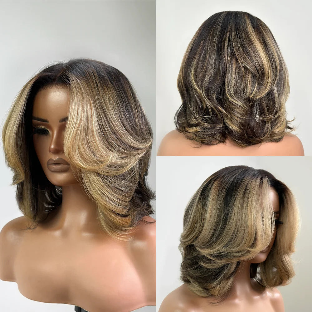 Smilegirl Brazilian Human Hair Glueless Bob Lace Front Wig