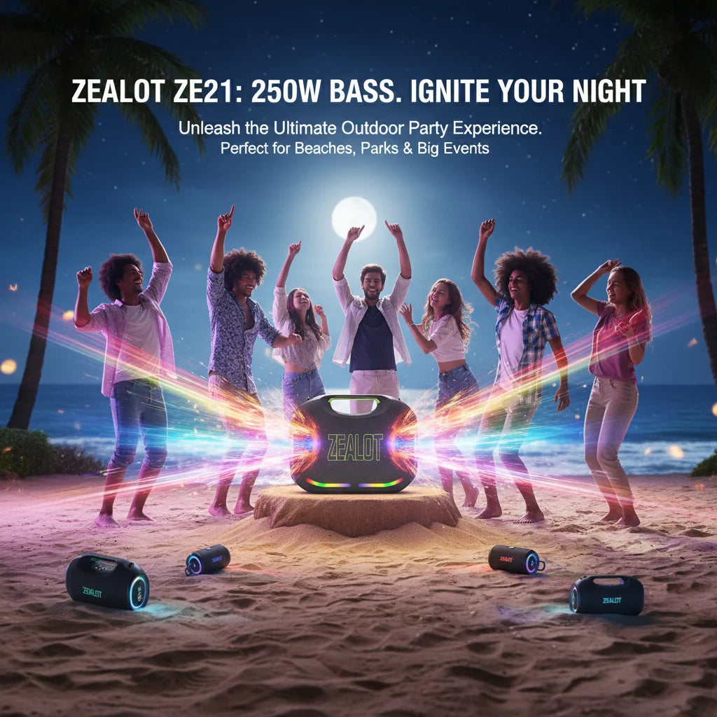 Zealot Portable Waterproof Bluetooth Speaker With Led Effects
