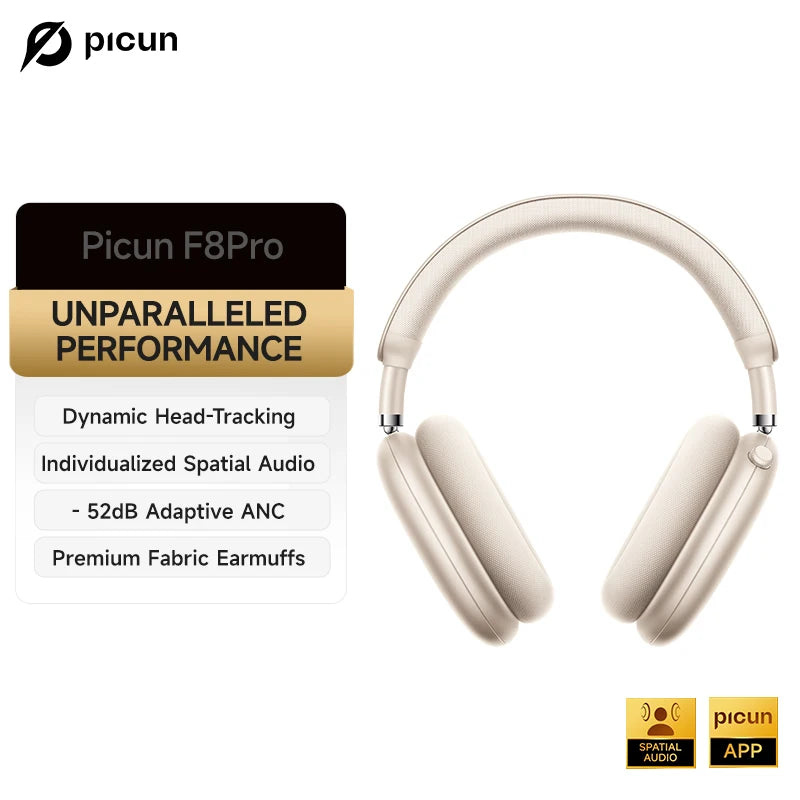 Picun F8 Pro Wireless Headphones With ANC And Spatial Audio