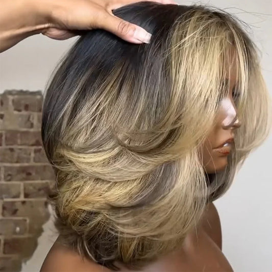Smilegirl Brazilian Human Hair Glueless Bob Lace Front Wig