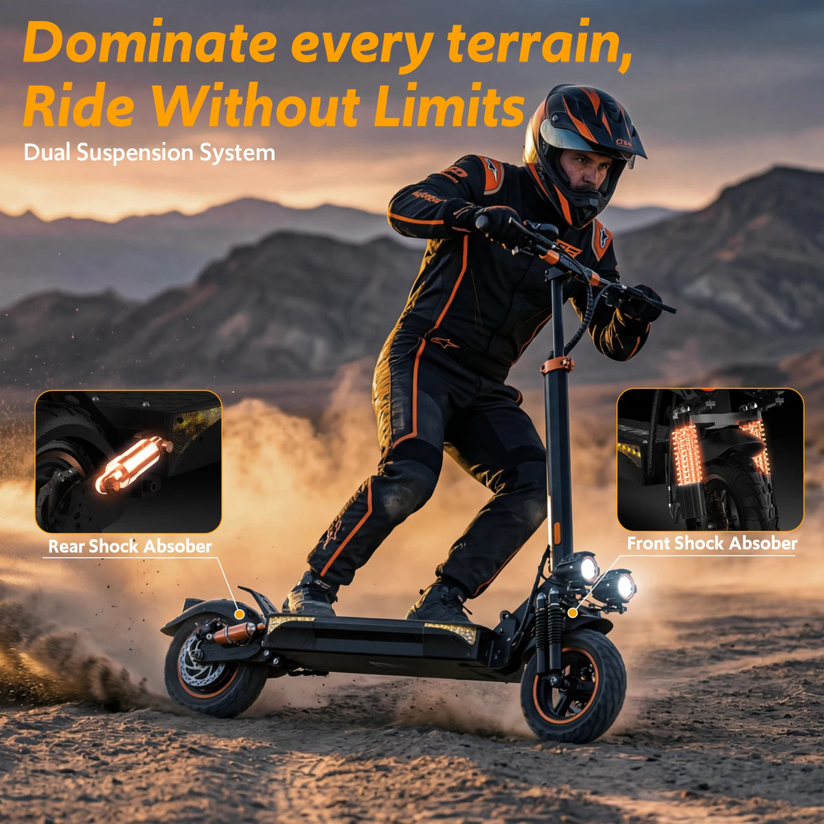 Osboo 1200W Off Road Electric Scooter With Dual Suspension