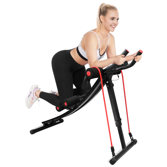 Adjustable Foldable Ab Machine With Resistance Bands And Lcd Display