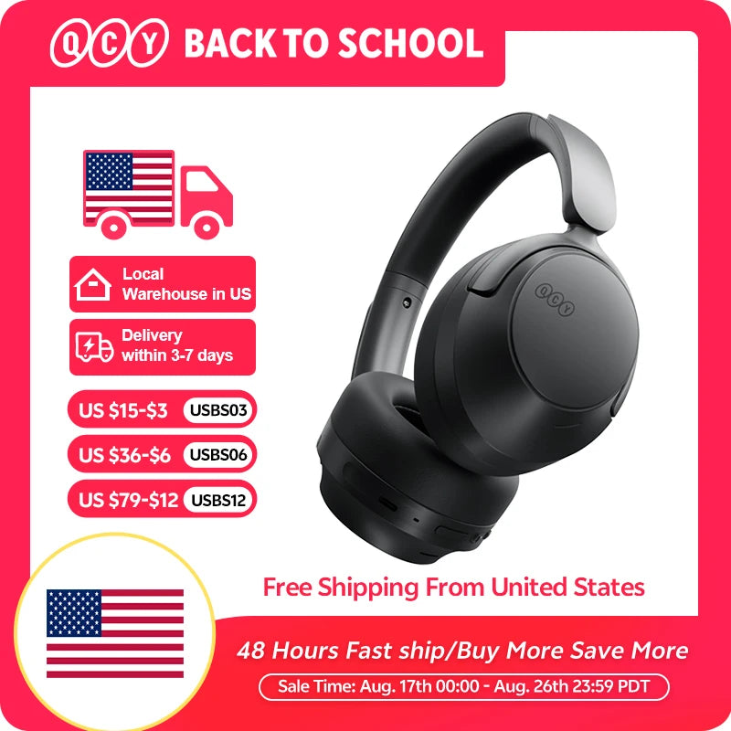 QCY H3S Over Ear Headphones With Adaptive Noise Cancellation