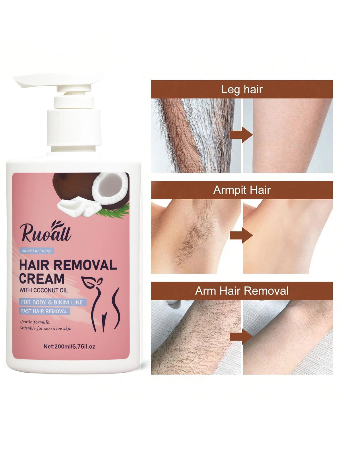 Women Coconut Gentle Hair Removal Cream For Sensitive Skin