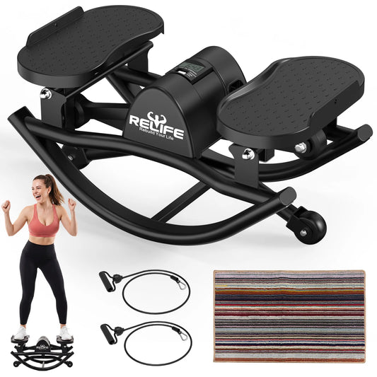 Relife 3D Lateral Rocking Stepper Resistance Bands And LCD Monitor