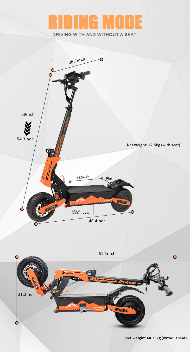Arwibon Dual Motor Electric Scooter With Off Road Tires