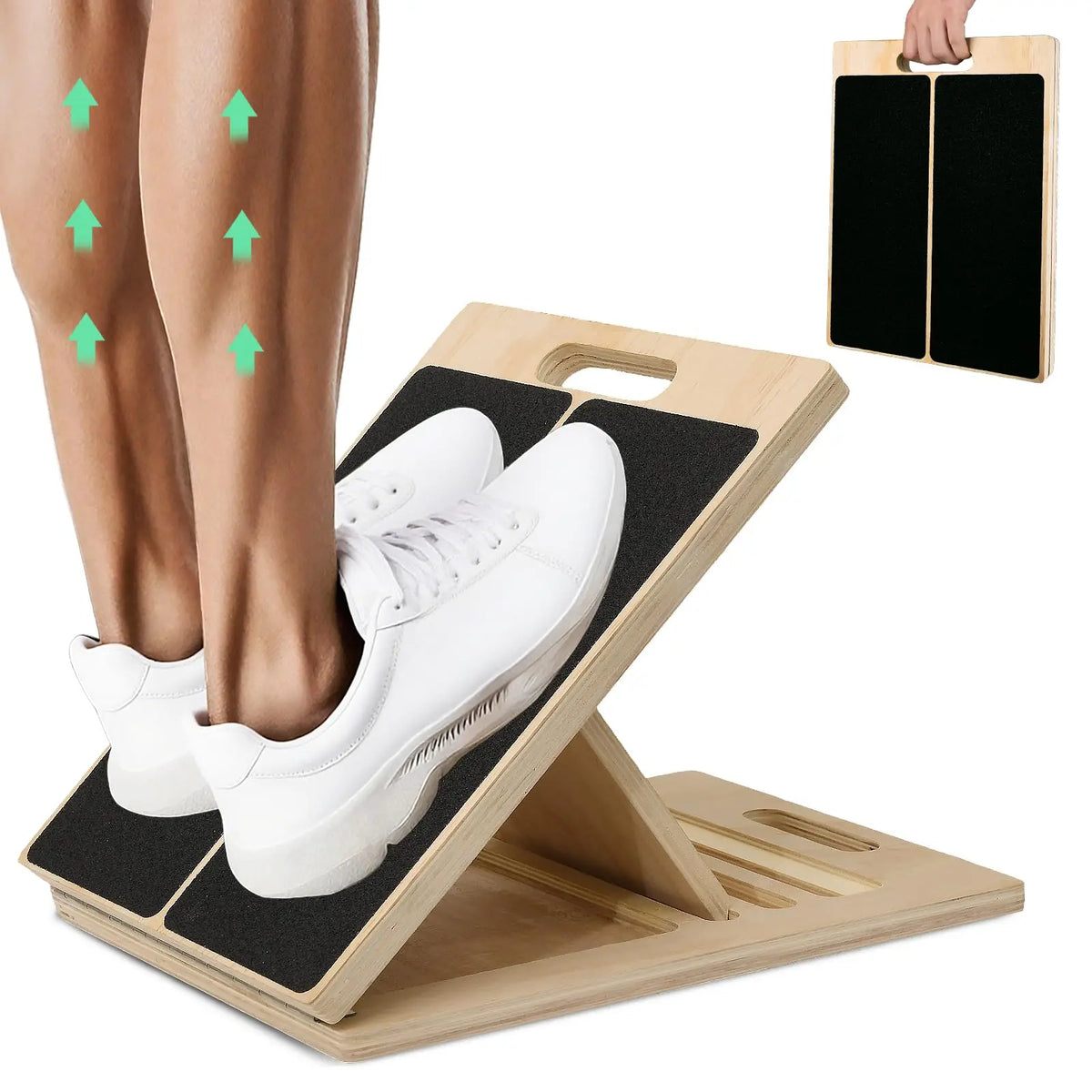 Adjustable Wooden Balance Board and Calf Stretcher for Strength Training