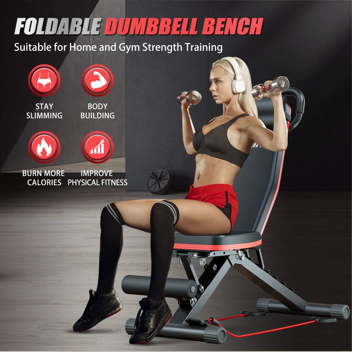 Multifunctional Adjustable Foldable Dumbbell Weight Bench