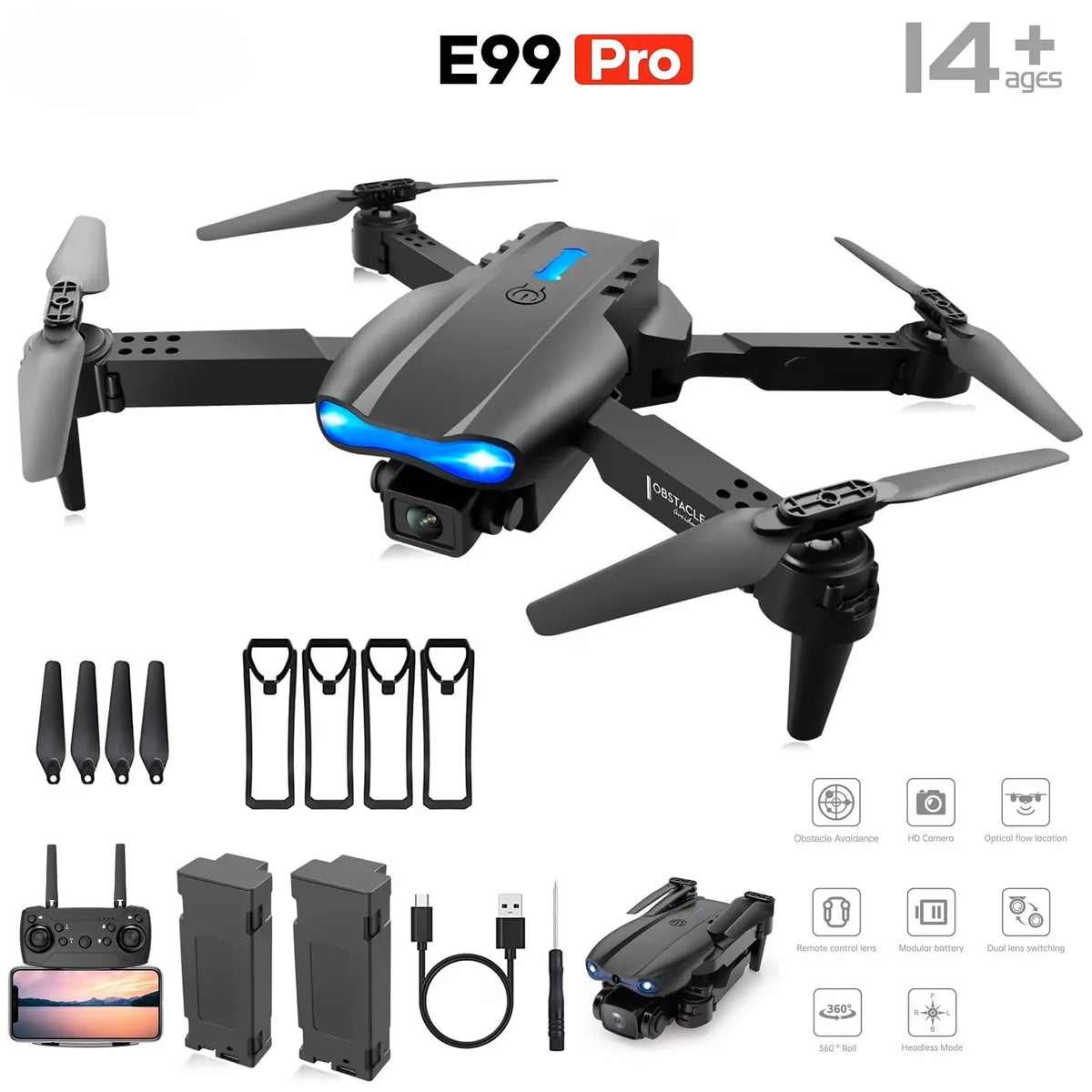 Evanovm E99Pro Max Foldable Fpv Drone With Dual 8K Camera
