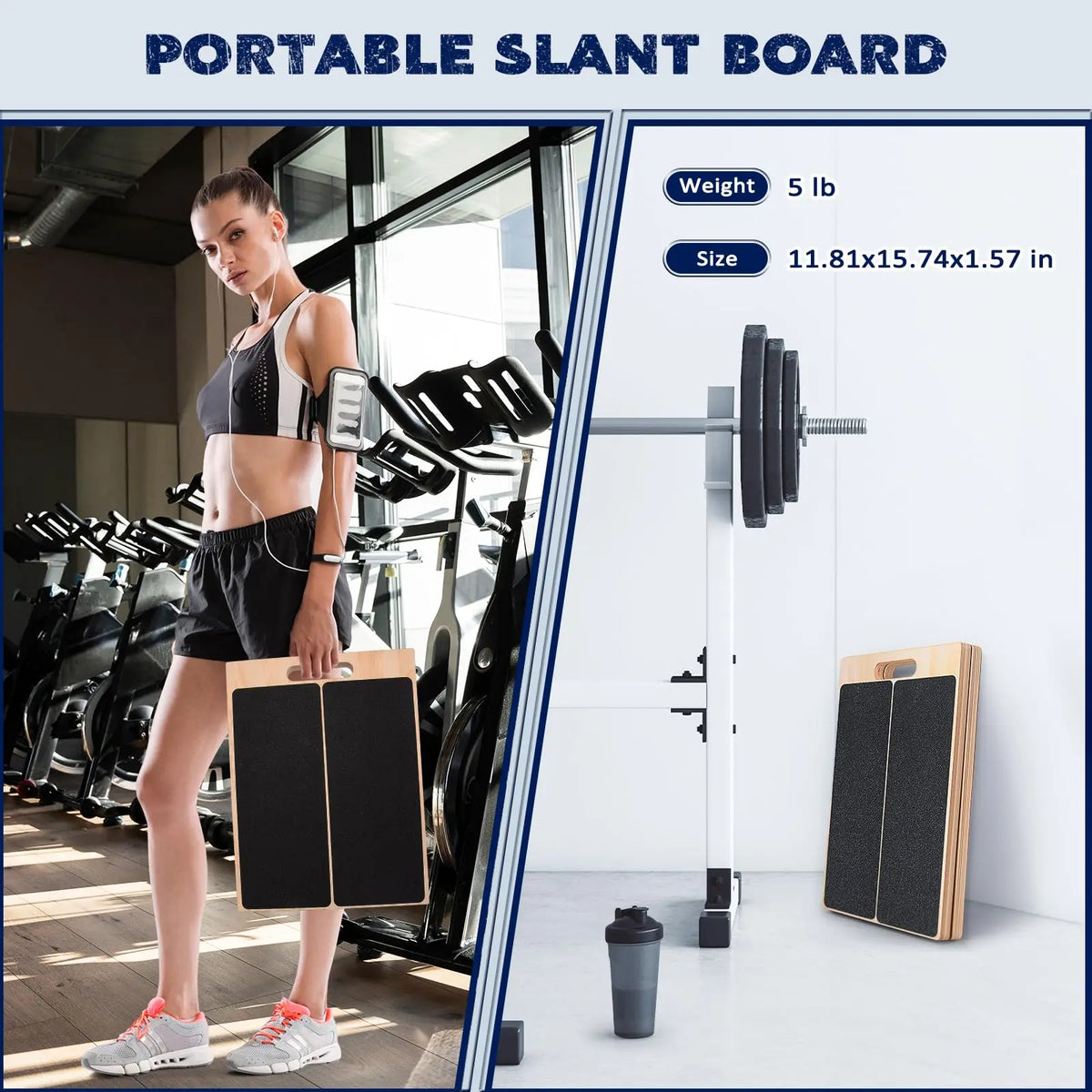 Adjustable Wooden Balance Board and Calf Stretcher for Strength Training