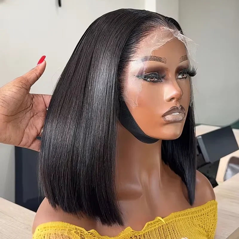 Smilegirl Brazilian Human Hair Glueless Bob Lace Front Wig
