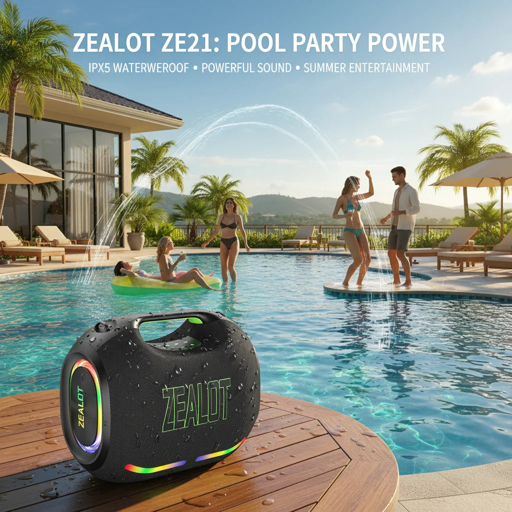 Zealot Portable Waterproof Bluetooth Speaker With Led Effects