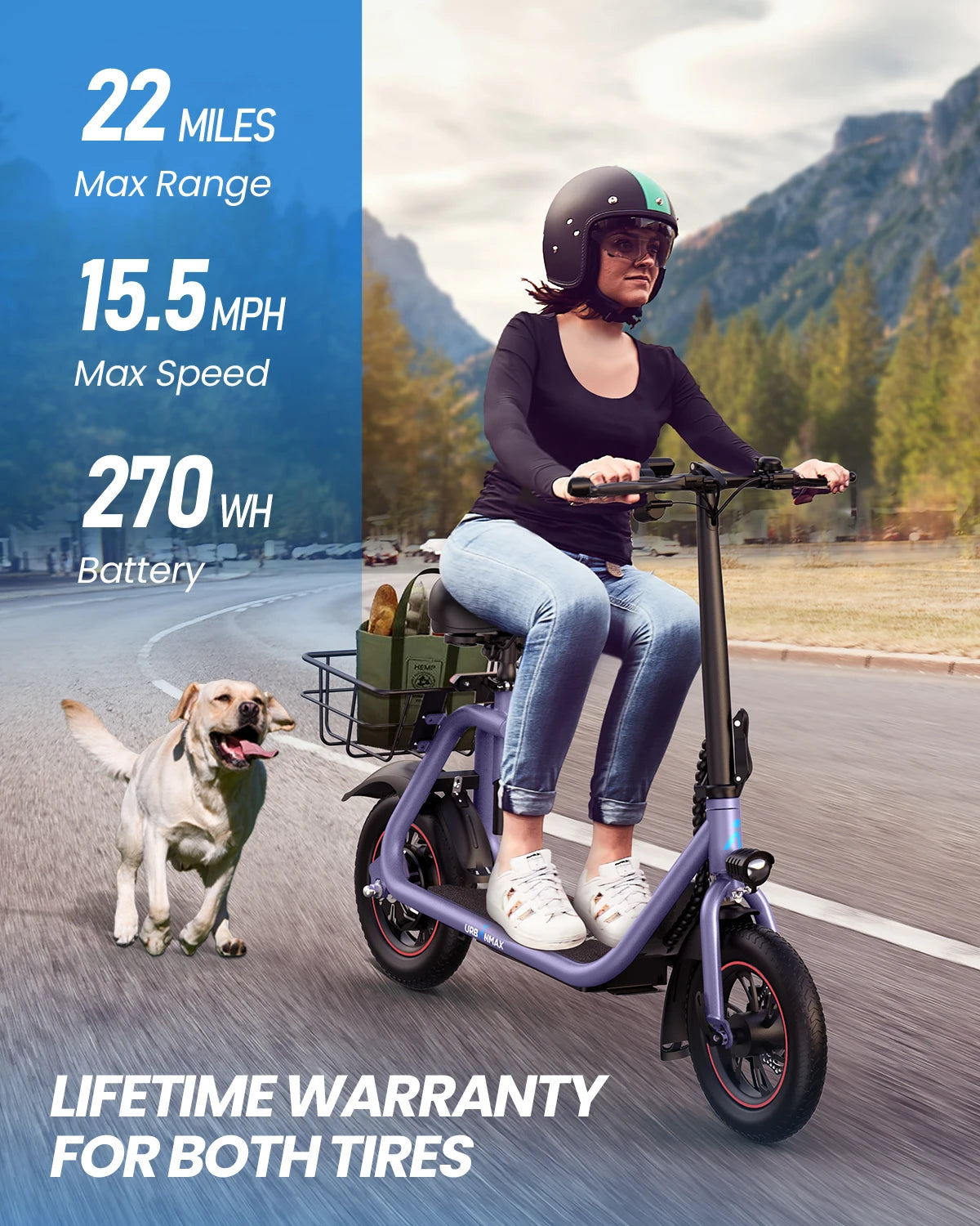 GYROSHOES Adult Electric Scooter With Seat Basket And Phone Holder