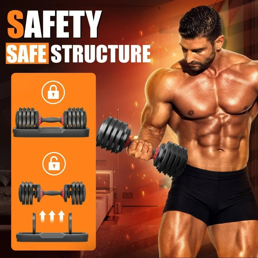 Adjustable Dumbbell With Anti-Slip Handle For Strength Training
