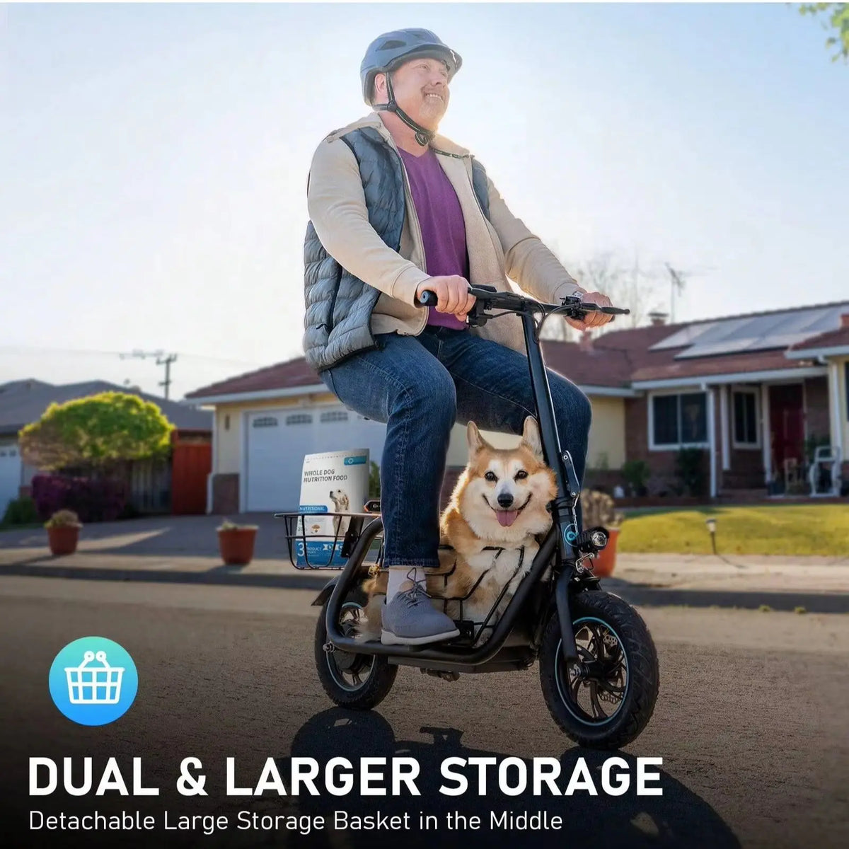 Gyroor Foldable Adult Electric Scooter With Pet Basket